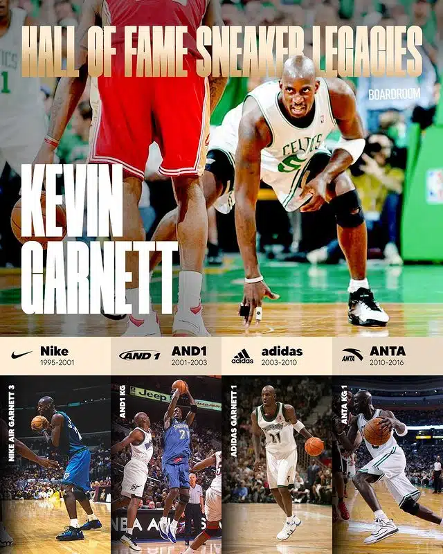 contrat chaussure kevin garnett hall of fame 2021