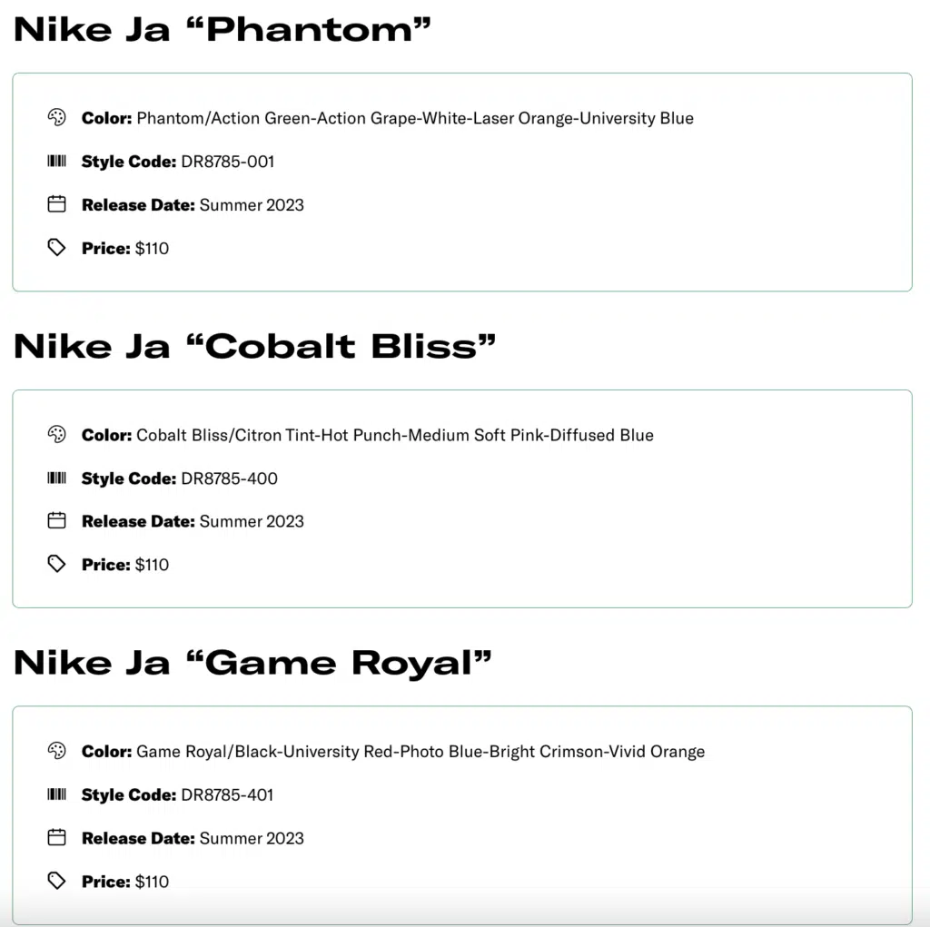 nike ja 1 ja morant chaussure signature