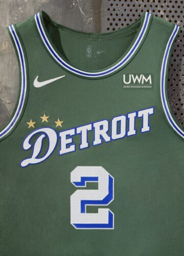 Image de l'article Maillot City Edition 2022-2023 des Detroit Pistons : The Saint !