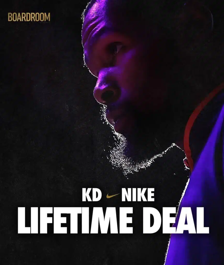 kevin durant sous contrat a vie avec nike
