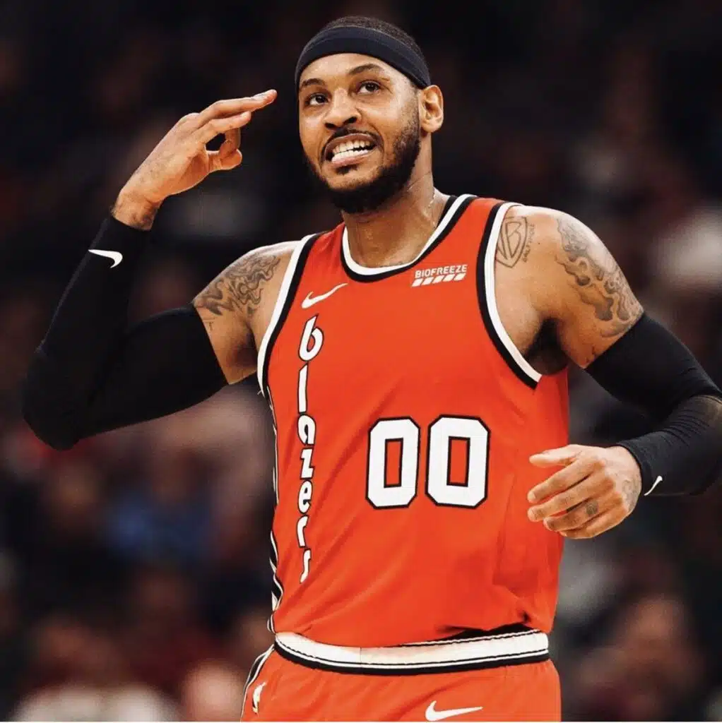 retraite carmelo anthony maillot trail blazers