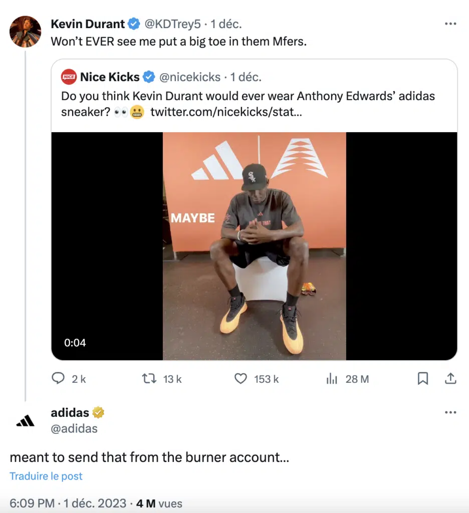 guerre de communication nike vs adidas anthony edwars kevin durant