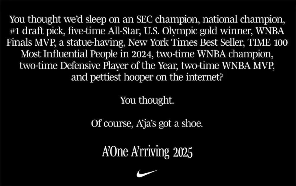 nike a'one signature shoe a'ja wilson pour 2025