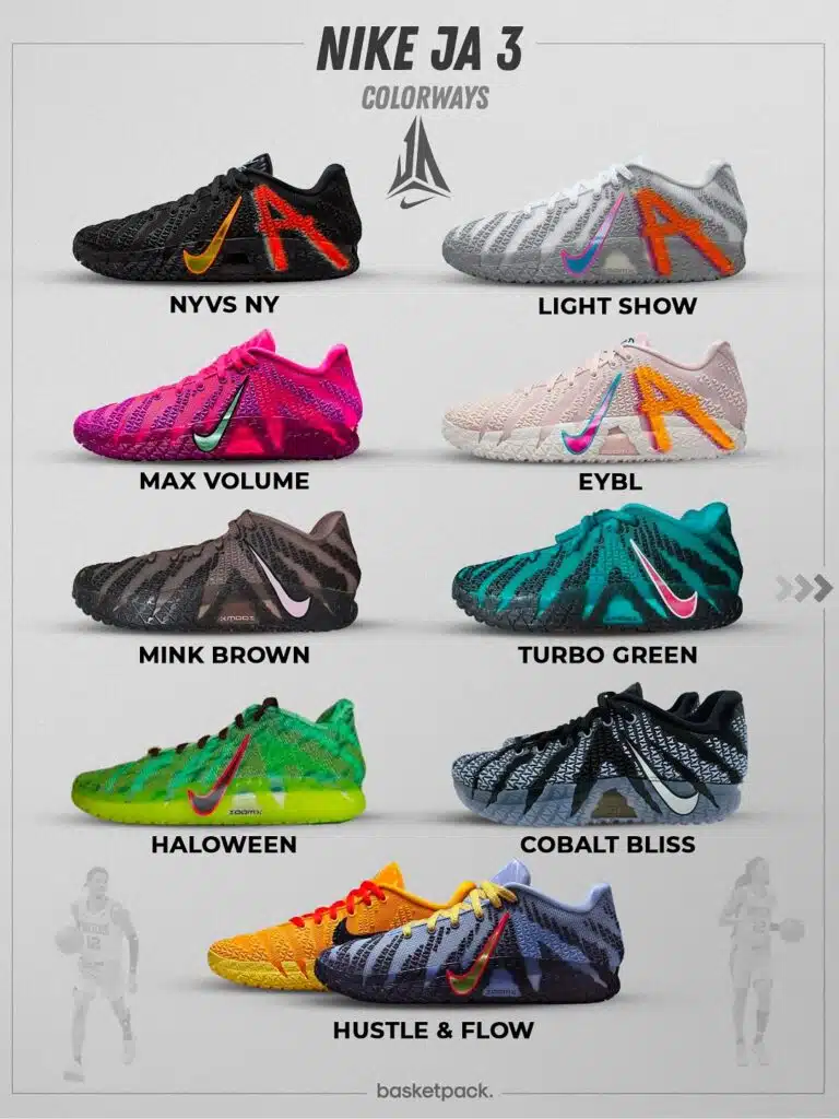 nike ja 3 colorways coconut milk sail