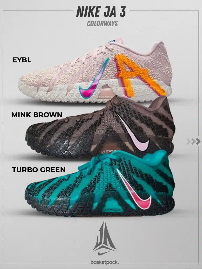 nike ja 3 colorways coconut milk sail