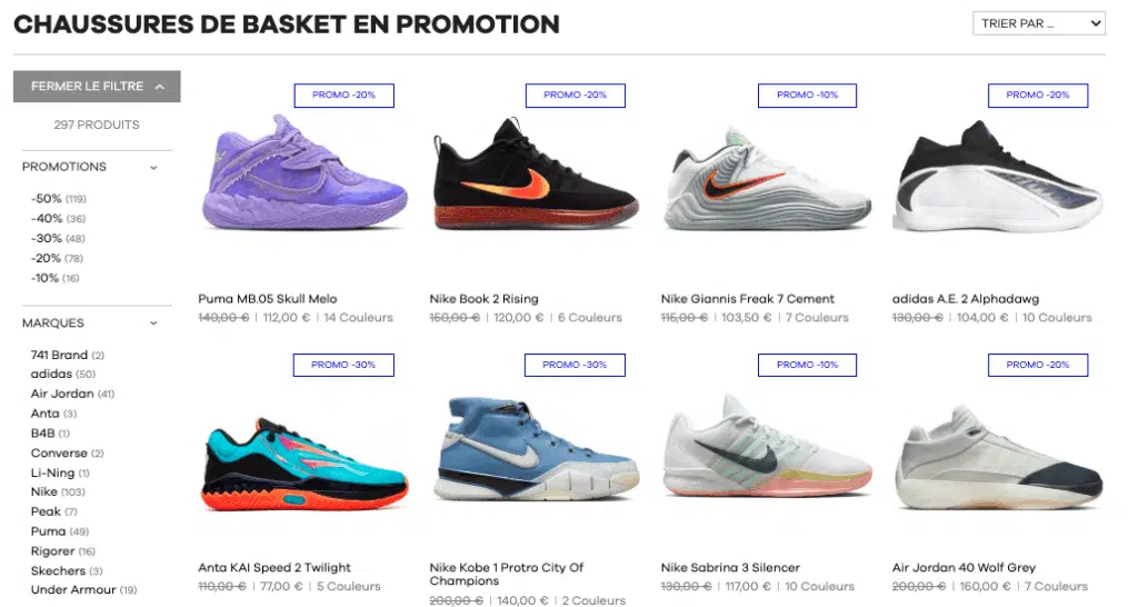 chaussure de basketball en promotion basket4ballers b4b